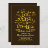 Manger, Boire et être Reconnaissant Invitation (Devant / Derrière)