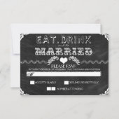 manger boire et marié Chalkboard mariage RSVP (Devant)
