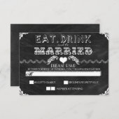 manger boire et marié Chalkboard mariage RSVP (Devant / Derrière)