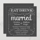 Manger Boire être Marié Invitation de Mariage sur  (Devant / Derrière)