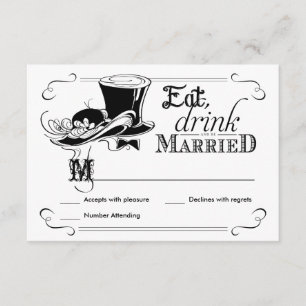 Manger Boire être marié Vintage RSVP Répondre Cart