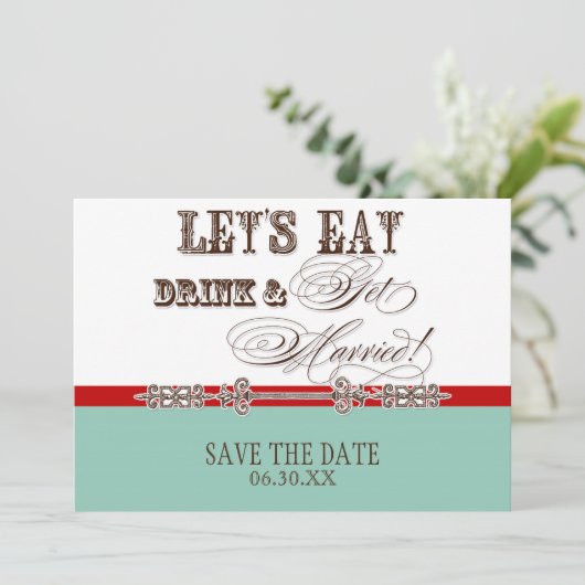Manger, Boire Se Marier Cartons de Save the Date (Debout devant)