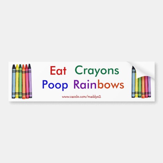 Manger Crayons Poop Rainbows Bumper Sticker (Devant)