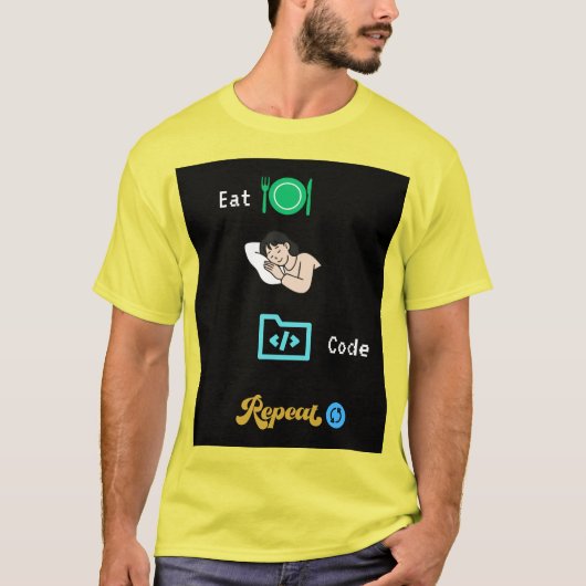 Manger Dormir Code Répéter T-Shirt - Drôle de Prog (Devant)