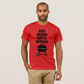 Manger Dormir Griller Répéter T-shirt BBQ pour che (Devant entier)