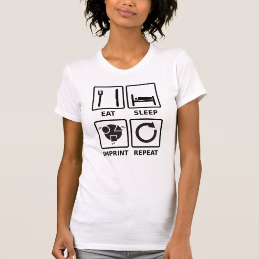 Manger, dormir, imprimer, répéter un t-shirt noir  (Devant)