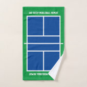 Manger dormir pickleball répéter drôle bleu vert t (Serviette à main)