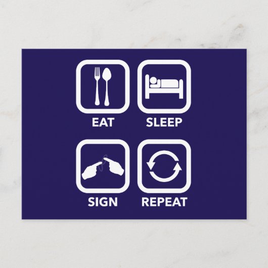 Manger. Dormir. Plaque. Recommencer. Carte postale (Devant)