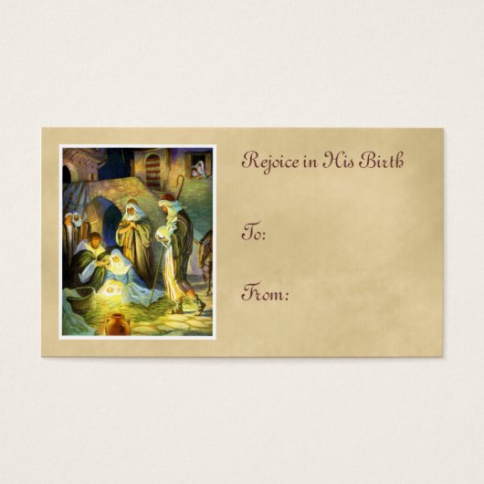 Manger Jesus Gift Label Kerst Visitekaartje (Voorkant)
