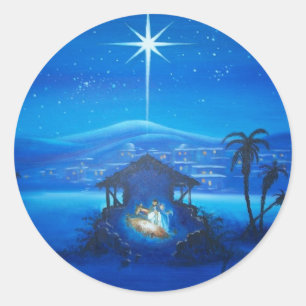 Manger Night Scene Ronde Sticker
