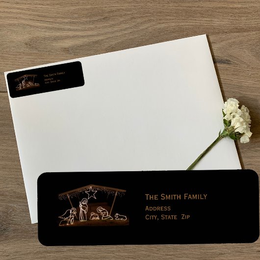 Manger religieus Christelijk kerstadreslabel Etiket