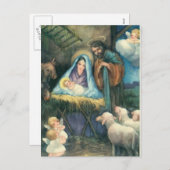 Manger Scene "O Holy Night" briefkaart (Voorkant / Achterkant)