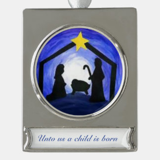 Manger Scene - siermiddel Verzilverd Banner Ornament