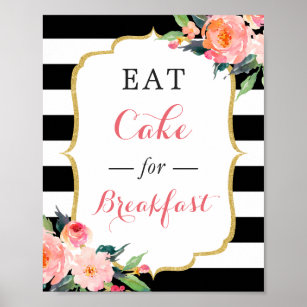Manger un gâteau pour le petit-déjeuner Poster sur