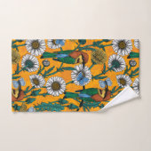 Mangeurs d'abeilles, papillons bleus et marguerite (Serviette à main)