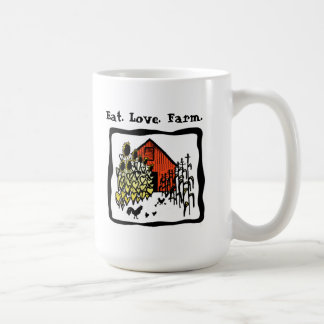 Mangez. Amour. Ferme. Tasse de café