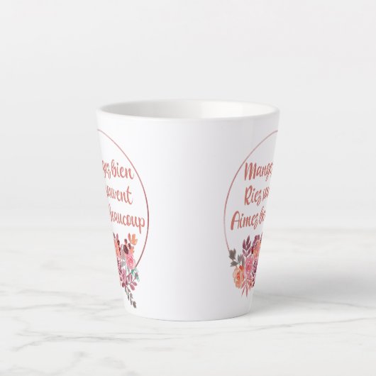 Mangez Bien Riez Souvent Aimez Beaucoup French Latte Mok (Voorkant)