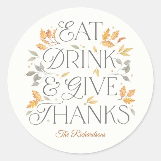 Mangez Boire Donnez Merci Stickers de la fête d'ac (Devant)