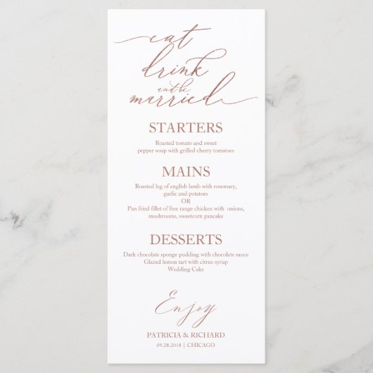 Mangez Boire et être marié Menu pour Assiette (Devant)