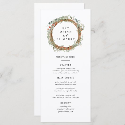 Mangez Boire et être marié Noël Party Menu (Devant / Derrière)