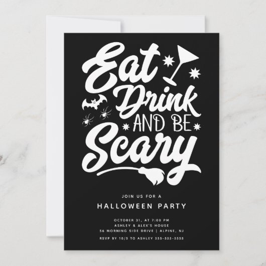 Mangez Boire Et Soyez Effrayant Invitation Hallowe (Devant)