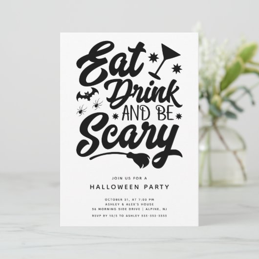 Mangez Boire Et Soyez Effrayant Invitation Hallowe (Debout devant)