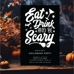 Mangez Boire Et Soyez Effrayant Invitation Hallowe