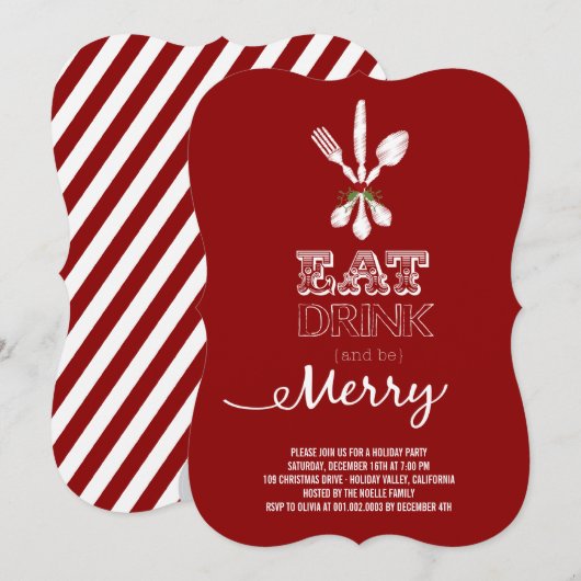 Mangez Boire et Soyez Joyeux Invitation de fête de (Devant / Derrière)