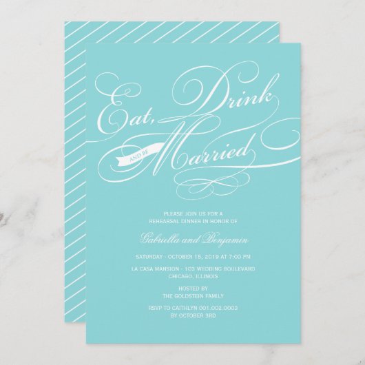 Mangez Boire Et Soyez Marié Invitation (Devant / Derrière)