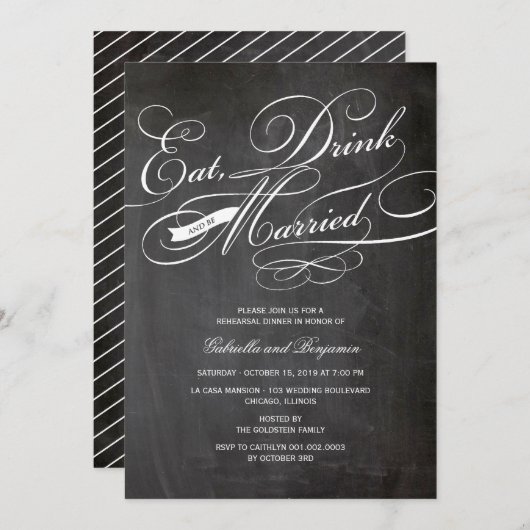 Mangez Boire Et Soyez Marié Invitation (Devant / Derrière)
