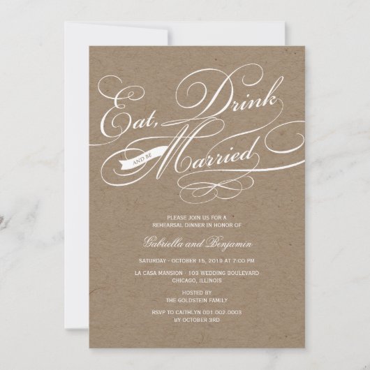 Mangez Boire Et Soyez Marié Invitation (Devant)