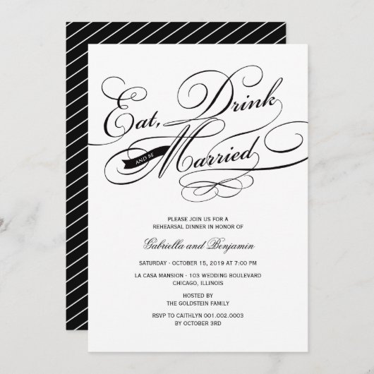 Mangez Boire Et Soyez Marié Invitation (Devant / Derrière)