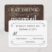 Mangez boire être marié Bois rustique arrondi RSVP (Devant / Derrière)