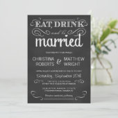 Mangez Boire être marié Chalkboard Faire-part de m (Debout devant)