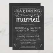 Mangez Boire être marié Chalkboard Faire-part de m (Devant / Derrière)