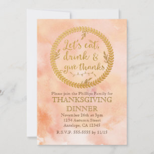 Mangez Boire Remerciez Les Invitations De Thanksgi