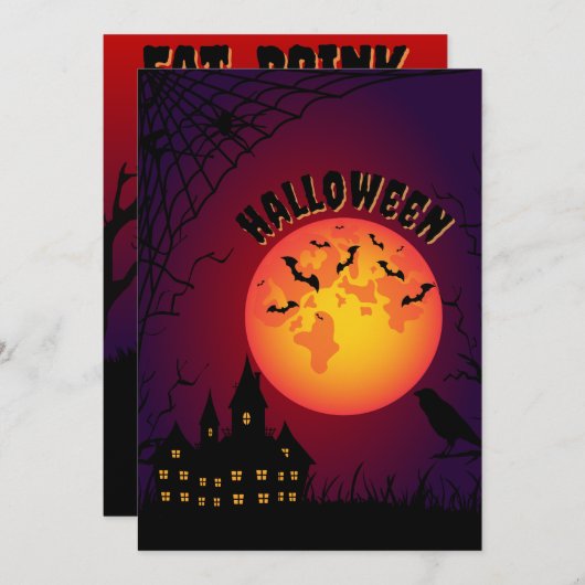 Mangez, buvez et soyez effrayant Invitation Hallow (Devant / Derrière)
