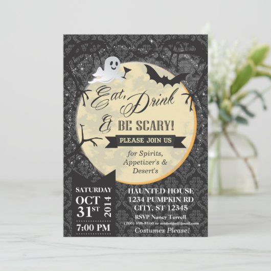 Mangez, buvez et soyez effrayant Invitation Hallow (Debout devant)
