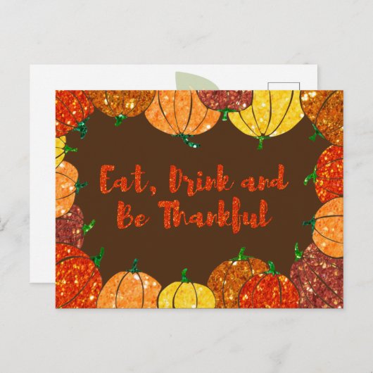 Mangez, Buvez Et Soyez Heureux Carte De Vacances T (Devant / Derrière)