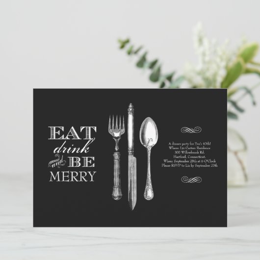 Mangez, buvez et soyez joyeux | Invitation sur Bla (Debout devant)