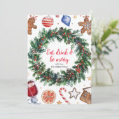 Mangez, buvez et soyez Joyeux Noël Carte de vacanc (Debout devant)