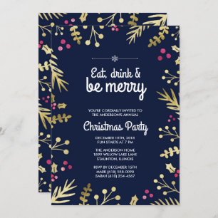 Mangez, buvez et soyez joyeux Noël Fête Invitation
