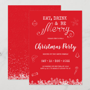 Mangez, buvez et soyez Joyeux Noël Fête Invitation