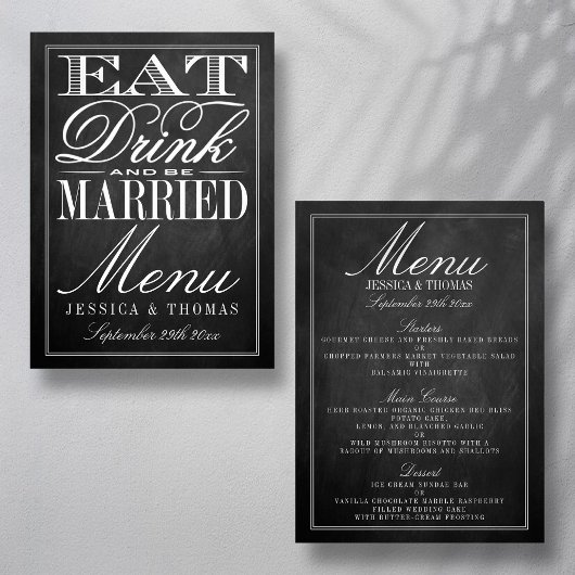 Mangez, buvez et soyez marié Chalkboard Menus Mari