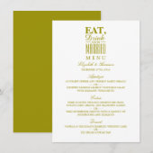 Mangez, buvez et soyez marié Gold Mariage Menu (Devant / Derrière)