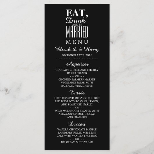 Mangez, buvez et soyez marié Menu Mariage (Devant)