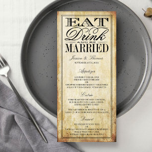 Mangez, buvez et soyez marié Menus de mariage vint