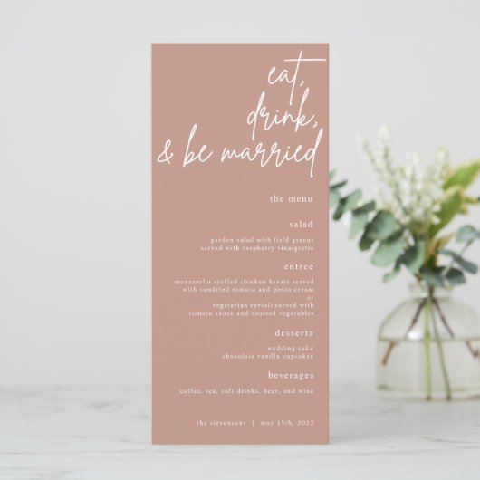 Mangez, Buvez Et Soyez Marié Script Menu Mariage (Debout devant)
