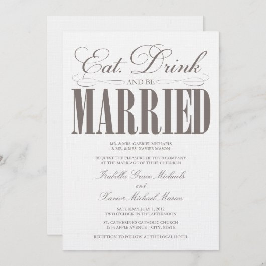 Mangez, buvez et soyez mariés| Faire-part de maria (Devant / Derrière)