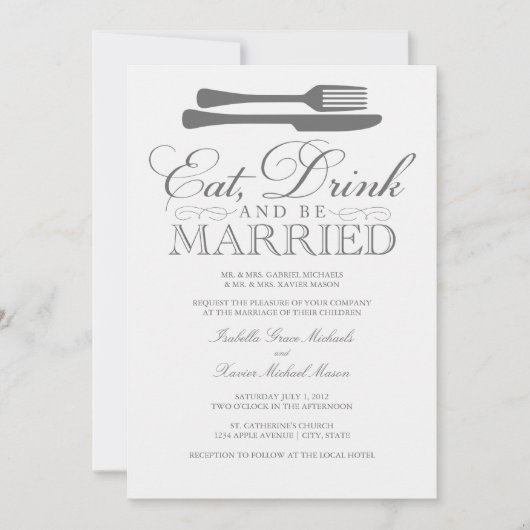Mangez, buvez et soyez mariés| Faire-part de maria (Devant)